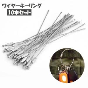 ワイヤーキーリング 10本セット 10個セット キーチェーン キーホルダー ロックワイヤー キーホルダー金具 ネジ式 ねじ式 太さ1mm 1.5mm｜プラスナオYahoo!店