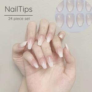 ネイルチップ つけ爪 24枚セット 12サイズ 貼るネイル ラインストーン