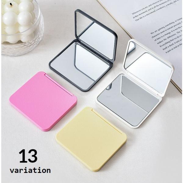 手鏡 コンパクトミラー ハンドミラー 両面タイプ 二面 折りたたみ 四角形 スクエア型 携帯用 ミニ...