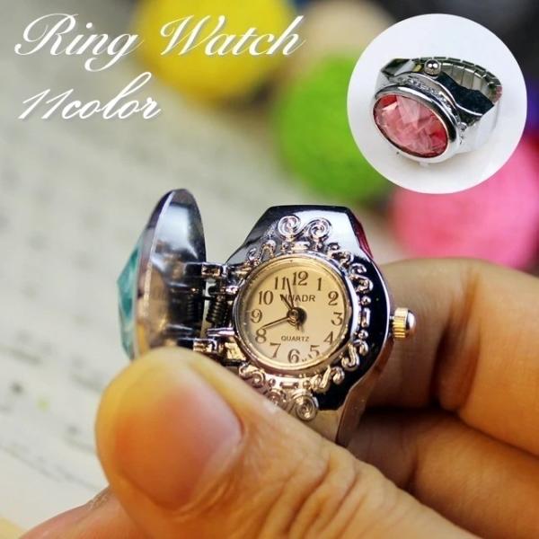 リングウォッチ 指輪時計 指時計 アナログ ラウンドウォッチ 丸型 フリーサイズ レディース 女性 ...