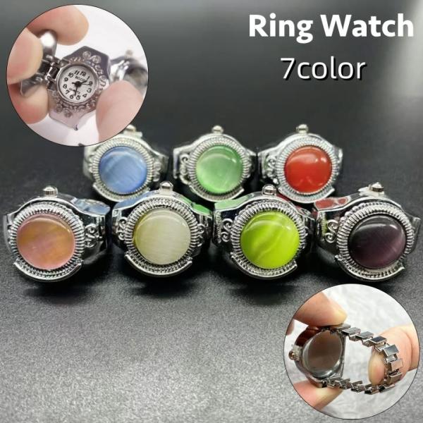 リングウォッチ 指輪時計 指時計 アナログ ラウンドウォッチ 丸型 フリーサイズ レディース 女性 ...