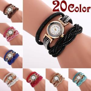 腕時計 アナログ ブレスレットウォッチ ラウンドウォッチ ラインストーン付き アクセサリー レディース フェイクレザー キラキラ ゴージャス 豪華 上