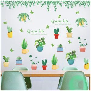 ウォールステッカー 壁装飾 シール ステッカー ガーデニング サボテン 植物 グリーン リビング 寝室 カラフル かわいい