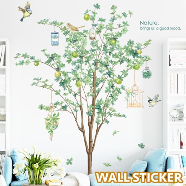 ウォールステッカー ウォールシール 壁用ステッカー 壁紙シール ツリー 木 グリーン 植物 鳥かご ...