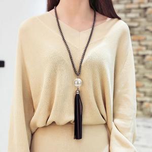 ネックレス ペンダント フェイクパール Y字ライン タッセル チェーン ロングネックレス レディース アクセサリー ロング 大粒 フリンジ 長め 長い