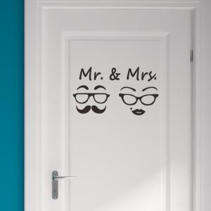 ウォールステッカー トイレ ドアシール ドアサイン 扉 お手洗い 御手洗い WC 洗面所 Mr&Mrs はがせる アイコン 窓 ガラス 壁紙シール 壁