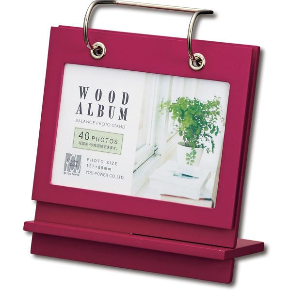 フォトフレーム　おしゃれ　卓上　アウトレット　木製アルバムバランススタンド（レッド・Sサイズ）インテ...