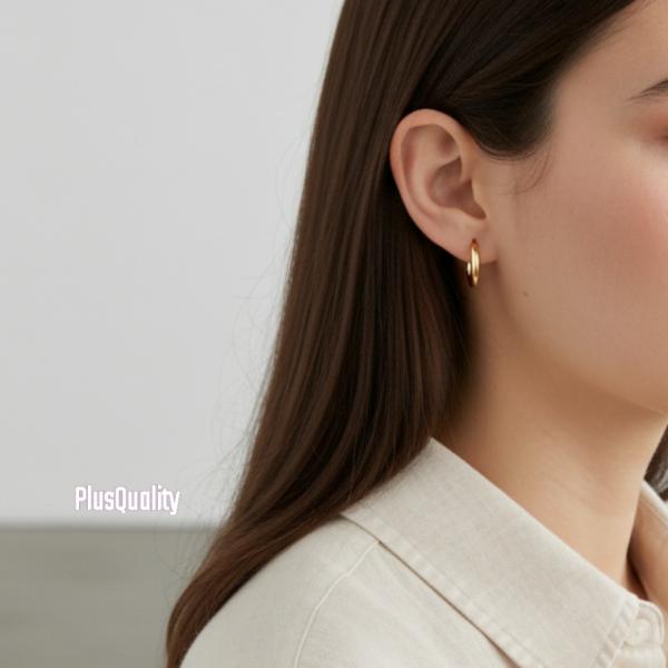 金属アレルギー対応 フープピアス サージカルステンレス つけっぱなし レディース 18金 K18 ピ...