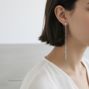 ターコイズ ピアス ロング 揺れる ストーン ...の詳細画像2