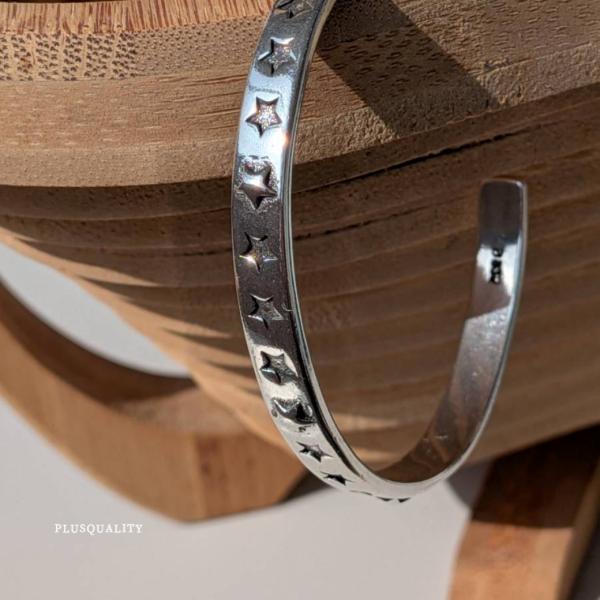 ブレスレット シルバー925 レディース メンズ バングル 春 夏 可愛い おしゃれ 星 サイズ調整...