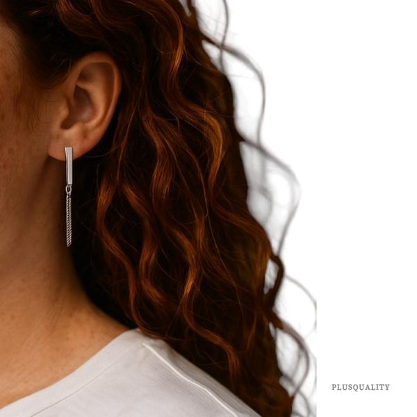 ピアス ロング  揺れる アレルギー対応ステンレスピアス 秋 冬 サージカルステンレス フープ レデ...