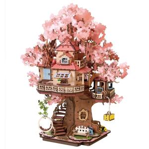 TGS04 ローライフジャパン 3Dウッドパズル さくらツリーハウス 組立キット 知育玩具 工作 日本語説明書付 インテリア