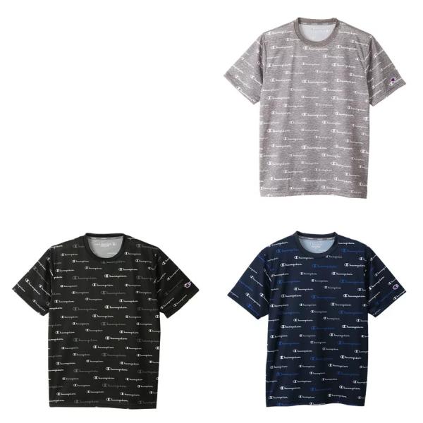 チャンピオン ショートスリーブTシャツ 半袖 Tシャツ 速乾 ドライ 防臭 スクリプトロゴプリント ...