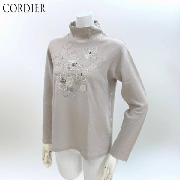 フラワー刺繍ハイネックプルオーバー 013-19358 cordier 日本製 ウール混 洗える 軽...