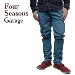 パンツ 変り織り サテンストレッチ 後身 もも部分 ポケット付き 0130-33005 fourseasonsgarage フォーシーズンズガレージ 大人のアメカジ 夏色 カラーパンツ｜plustokageya