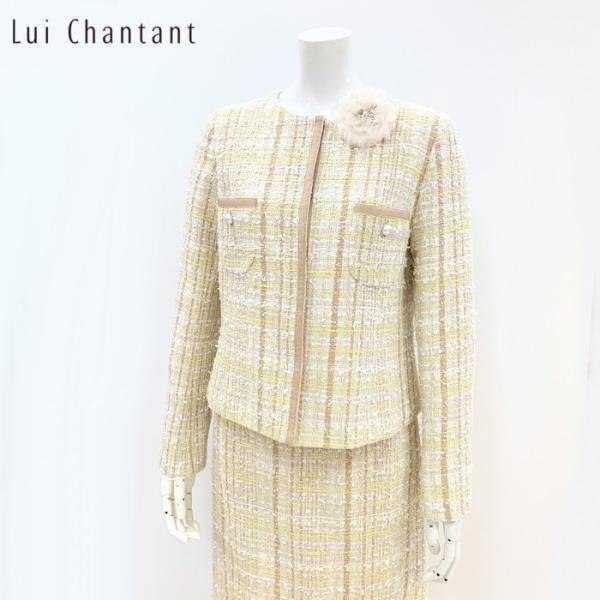 ツィード ノーカラージャケット 日本製 021-46102 Lui Chantant　セットアップ対...