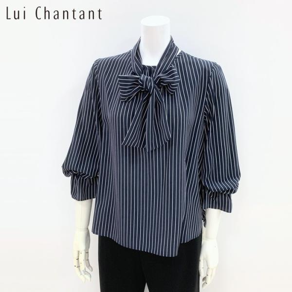 2WAYブラウス 日本製 ストライプ 021-89100 lui chantant 洗える ボータイ...
