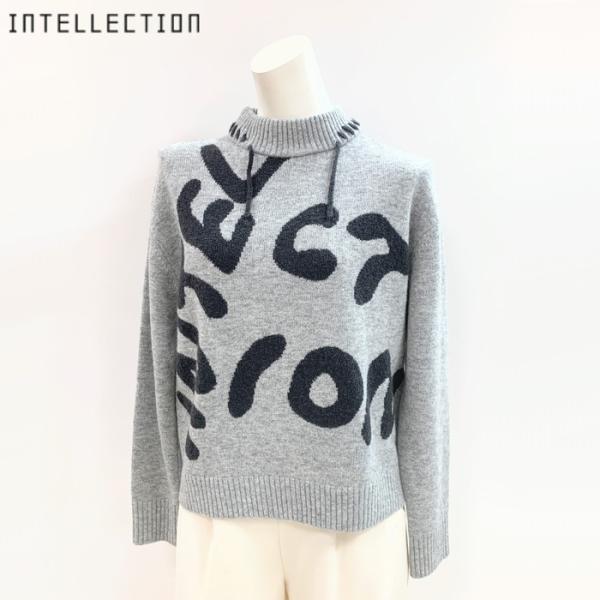 ロゴデザイン ハイネックニット プルオーバー 068-17416 intellection ボトルネ...
