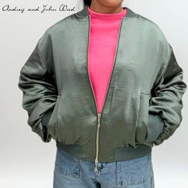 サテンMA1ブルゾン 180-45250 audrey and john wad アウター ジャケッ...