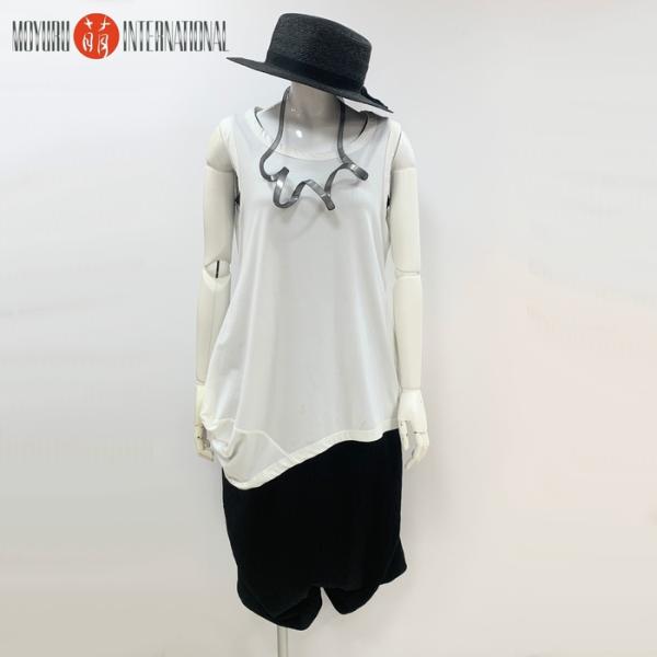 ノースリーブタンクトップ 綿 1818921 萌 MOYURU もゆる アシメトリー 白無地 変形チ...