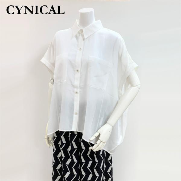 シアー切替ドルマンシャツ 412-95054 cynical シニカル 麻 リネン ワイド 抜きえり...