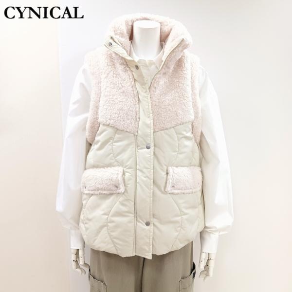 CYNICAL ボア切替 中綿スタンドカラーベスト 452-94026 シニカル キルティング 軽い...