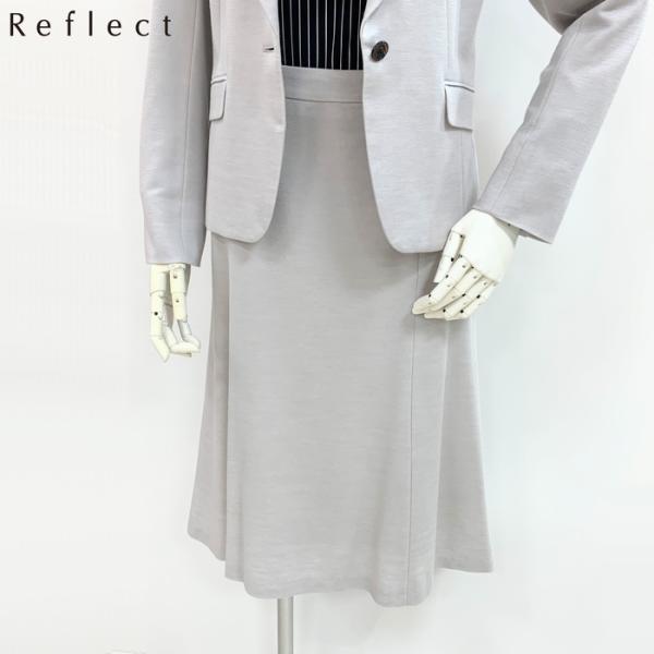 スカート 日本製 571-79300 reflect リフレクト 白ライトグレー セミフレア ひざ下...