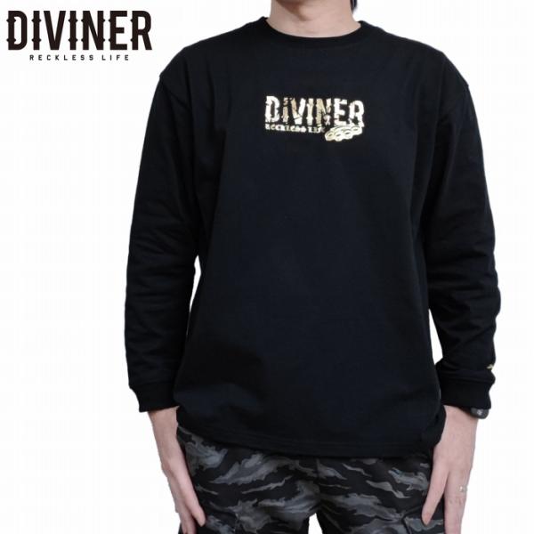 長袖Tシャツ メリケンサック ロゴ ブラック ゴールド 67753 DIVINER ディバイナー K...