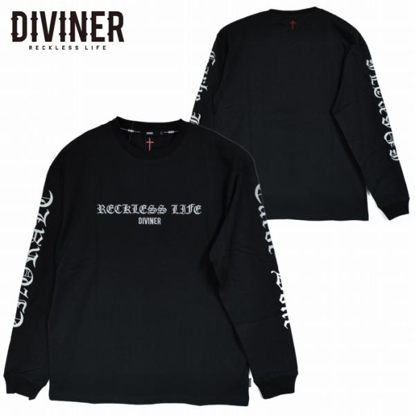 長袖Tシャツ ブラックレター オールドイングリッシュ ロゴ 69056 DIVINER ディバイナー...