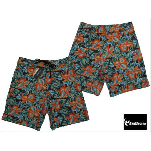 ショートパンツ ハイビスカス イージーショーツ パンツ SKULL WORKS  141410 スカ...