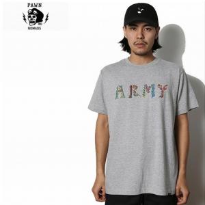 半袖Tシャツ ORNATE ARMY 反戦 花文字 伝統 92608 PAWN パウン バイカー ストリート 縁起物 大きいサイズ レターパック対応 商品入れ替えの為 sb