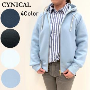 CYNICAL ダンボール ジップパーカー 310-95501/410-95502 シニカル 洗える 軽い 伸縮性 スタイルアップ スッキリ キレイ目 大人カジュアル スポーティ 春秋｜plustokageya