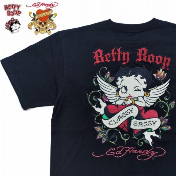 半袖Tシャツ ウィング ハート 刺繍 ラインストーン bed-2601 Ed Hardy × BET...