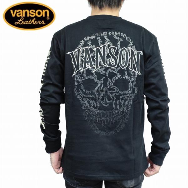 長袖Tシャツ 英文 ドクロ スカル よく見るとスカルの描かれた線は英字 nvlt-2503 VANS...