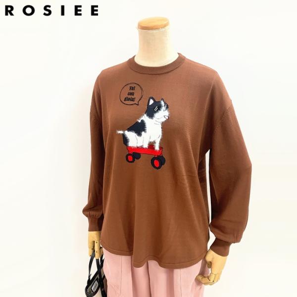 フレブルニット R771216 rosiee ロージー DOG KNIT 丸首 長袖 フレア 丈長め...