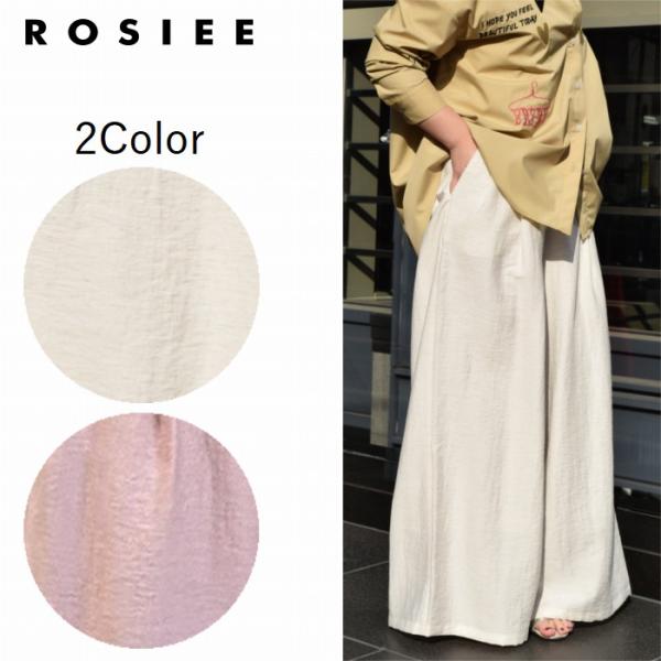 リラックスワイドパンツ rosiee r813211 ロージー ウエストゴム 白 ピンク 夏パンツ ...