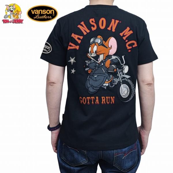 半袖Tシャツ バイクに寄り掛かるライダース姿のジェリー tjv-2412 VANSON×トム＆ジェリ...