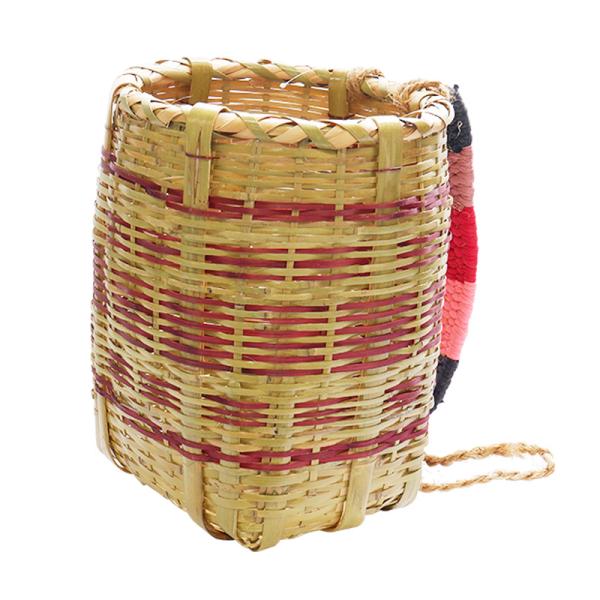 竹製 背負い籠 丸小 直径24cm×高さ33cm 収穫かご 竹籠 渋Y H