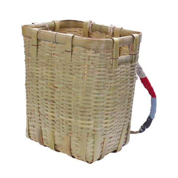 竹製 背負い籠 角小 31cm×23cm×高さ38cm 収穫かご 竹籠 渋Y H