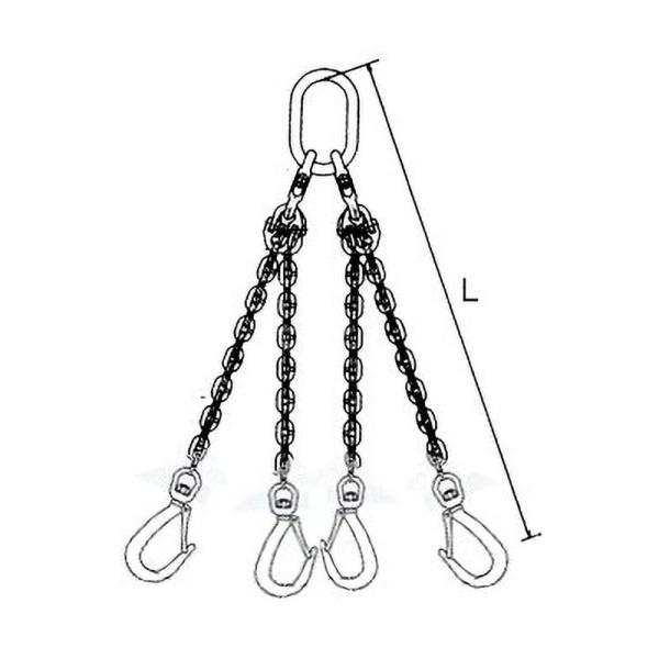 スイベル 機能付き チェーンフック 4本吊 CYF1.5Q15 使用荷重 3トン 有効長1500mm...