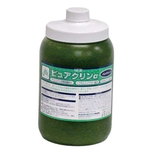 ピュアクリンα 微粒子スクラブが手の細部の汚れを落とす ハンドクリーナー 本体ポンプ付 1.5kg×...