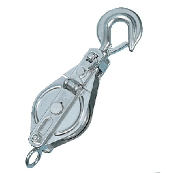 ステンレス滑車 ステンレススナッチ フック型 100×1SS 車径 100mm 使用荷重 1000k...