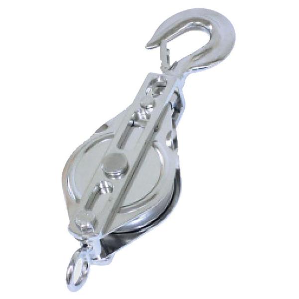 ステンレス滑車 ステンレスブロック フック型 100×1BS 車径 100mm 使用荷重 1000k...