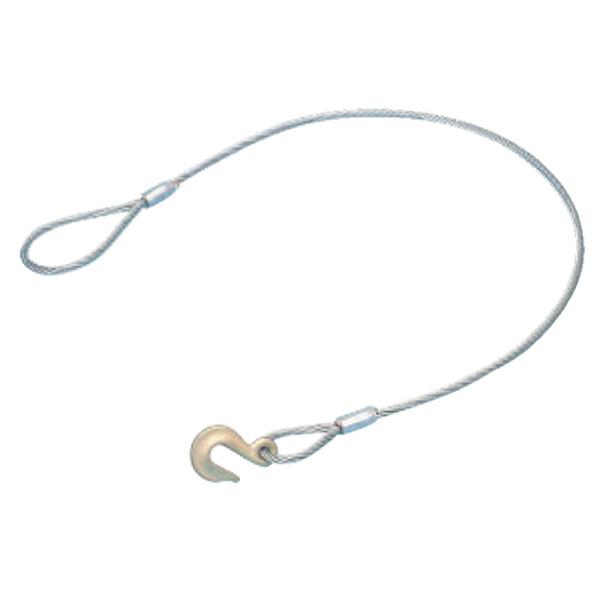 荷締機付属品 フック付ワイヤー(片フック、片ワッパ、メッキワイヤー) HW1.5 ロープ径 9 mm...