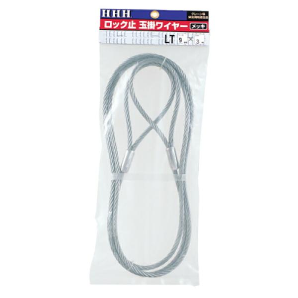 ロック止 玉掛ワイヤー (メッキ) LT12mm×6m ロープ径 12 mm ロープ全長 6 m 玉...
