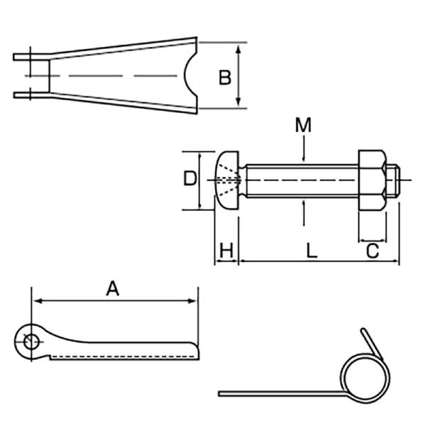 吊具 アイフック用はずれ止め安全バネ( ラッチキット ) LK2 適用サイズ 1.5 2 ton 用...