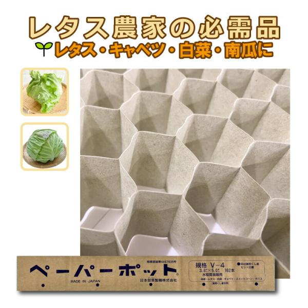 ペーパーポット V-4 200冊 (個) 162鉢 生分解性 紙筒 播種 種まき 育苗 苗 レタス ...