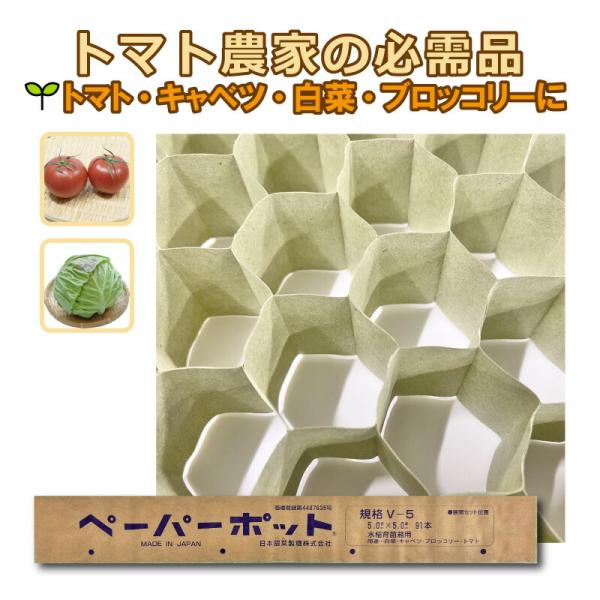 ペーパーポット V-5 300冊 (個) 91鉢 生分解性 紙筒 播種 種まき 育苗 苗 トマト キ...