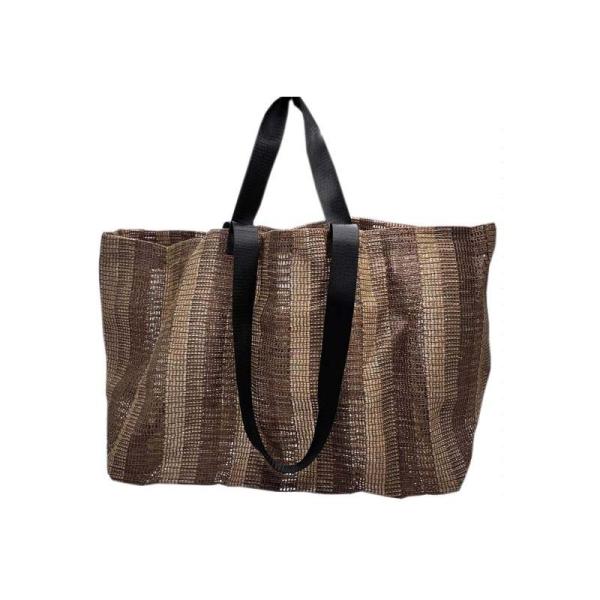 メッシュキャリーバッグ Mサイズ ブラウンストライプ 45cm×35cm 約44L TO12-2 日...