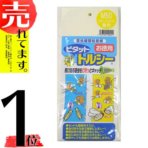 ビタットトルシー M50枚入 (黄色) 100×230mm 害虫捕獲粘着紙 一色本店 DZ